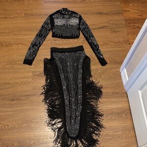 Elegant Black and Silver Skirt Set